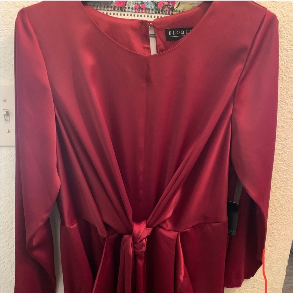 Wine colored satin ELOQUII dress - Picture 5 of 6